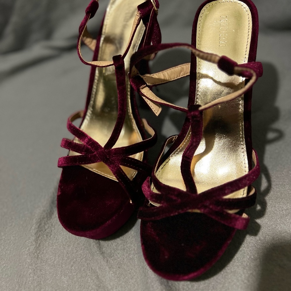 Velvet Open Toe Heels